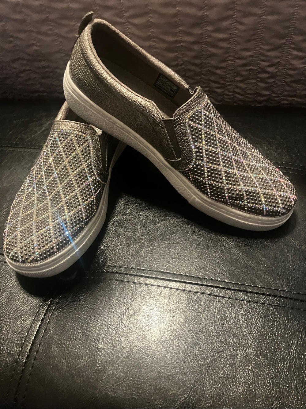 Womens Sketchers Rhinestone Slip-On Sneakers